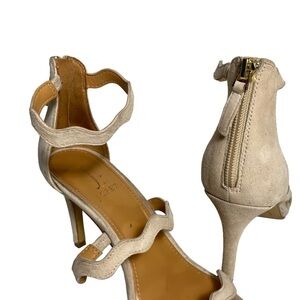 J. Crew Factory scallop ankle strap heels.